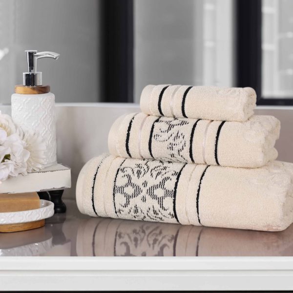 Sadie Zero Twist Cotton Jacquard Floral 3 Piece Towel Set – Tokyzoo